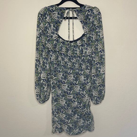 ASTR The Label Ruched Floral Green/Blue Mini Dress - Size S - Picture 7 of 8